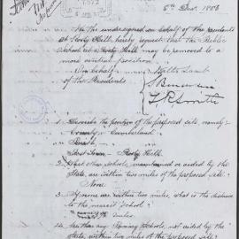 Plumpton Public School establishment documents, 1880s to c1920s