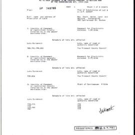 Easements water and electricity, Doonside, 1987