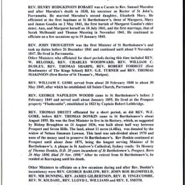 St Bartholomews Ministers 1841-1967