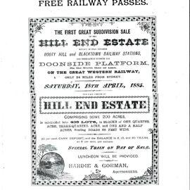 Hill End Estate sales poster, 1885