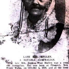 Sophia West Hallen (nee Lawson) obituary