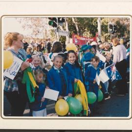 School students waiting for the 2000 Olympics torch relay