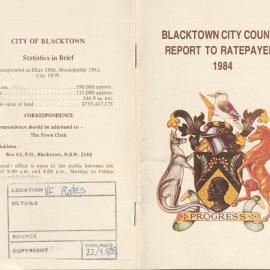 Blacktown City Council Report to Ratepayers, 1984