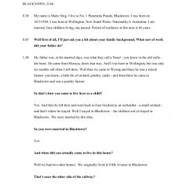 Transcript of Oral History with Marie Sing