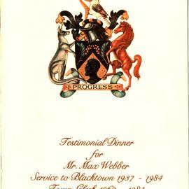 Testimonial dinner for Mr Max Webber, Town Clerk Blacktown City Council 