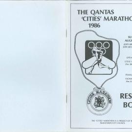 Qantas 'Cities' Marathon Results Book, 1986