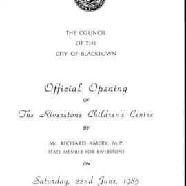 The Riverstone Children's Centre, official opening