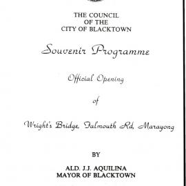 Wright's Bridge Marayong, official opening programme