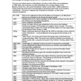 Plumpton suburb timeline
