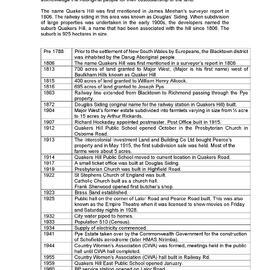 Quakers Hill suburb timeline
