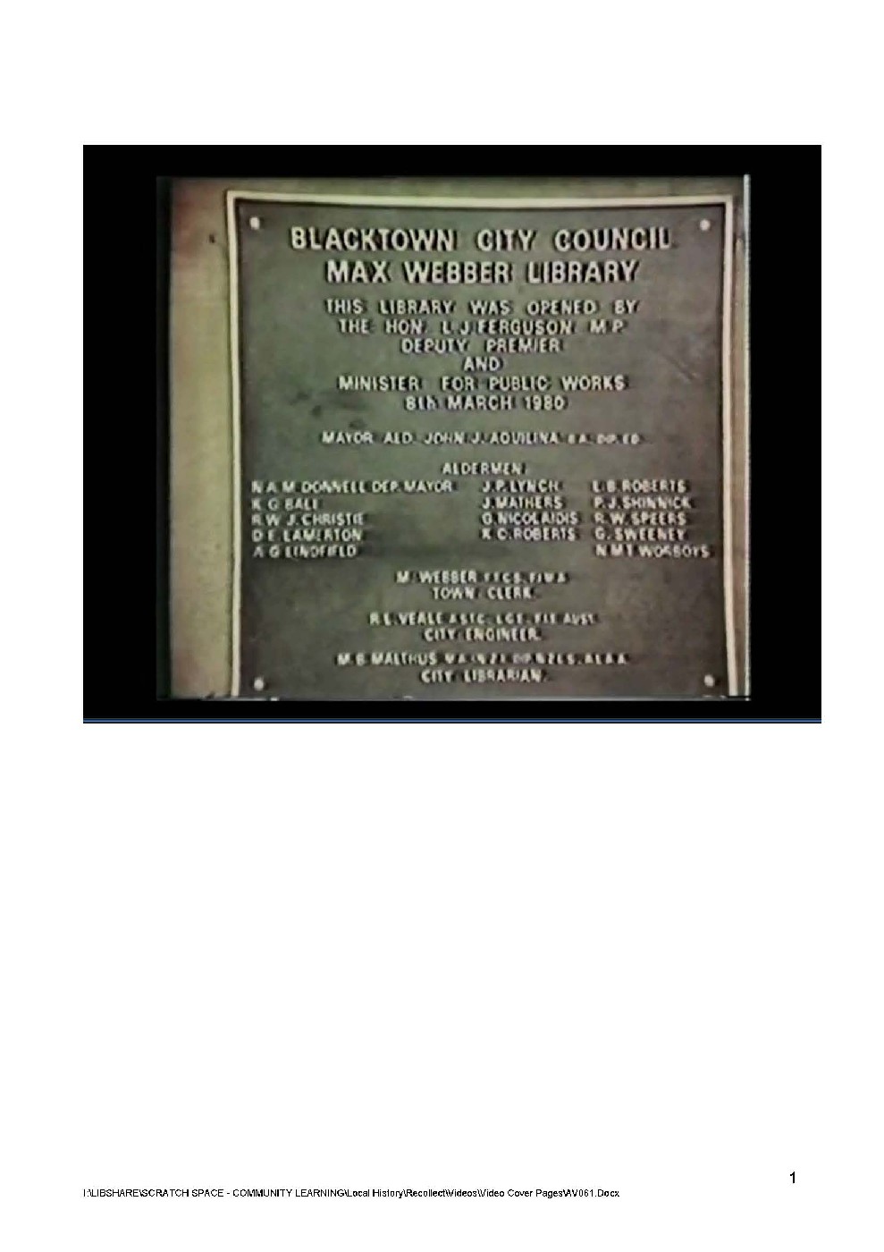 Max Webber Library, Blacktown - Official opening, 1980 | Blacktown Memories